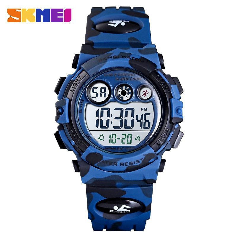 SKMEI 1547 Relógio com Design de Visor Esportivo/ à Prova d’Água 50m/ LED Colorido/ Relógio com Alarme/ Infantil