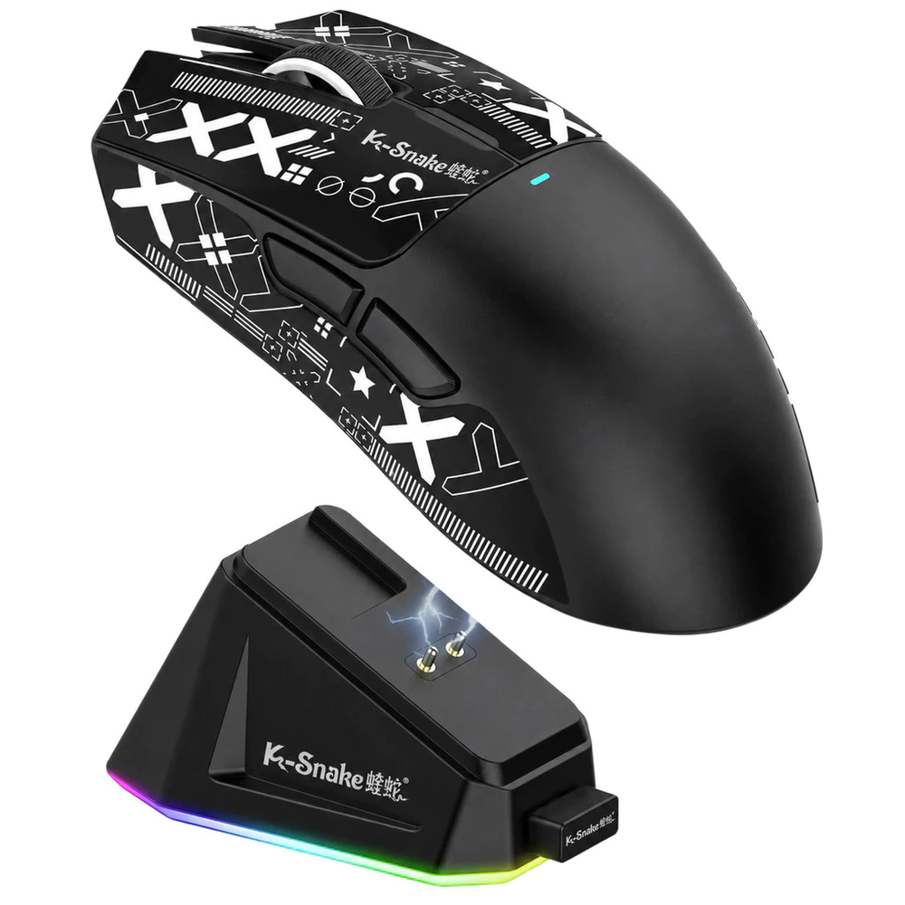 Mouse K-SNAKE X11 Sem Fio Bluetooth Três Modos 2.4G BT5.0 12000DPI Recarregável RGB PC Gaming Configuração De Mesa
