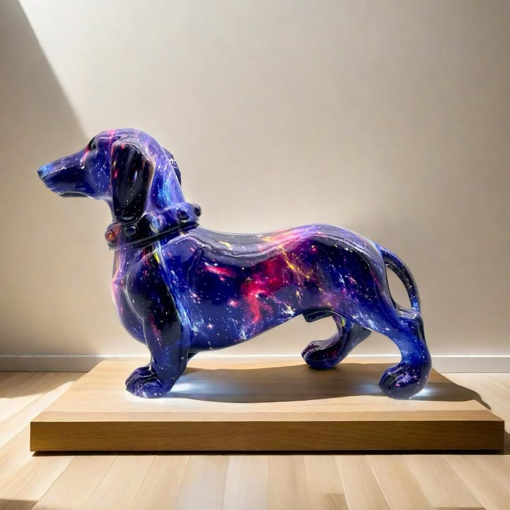 Estátua de Cão Dachshund em Resina, Escultura Colecionável, Presentes para Amantes de Dachshund, Decoração para Escritór