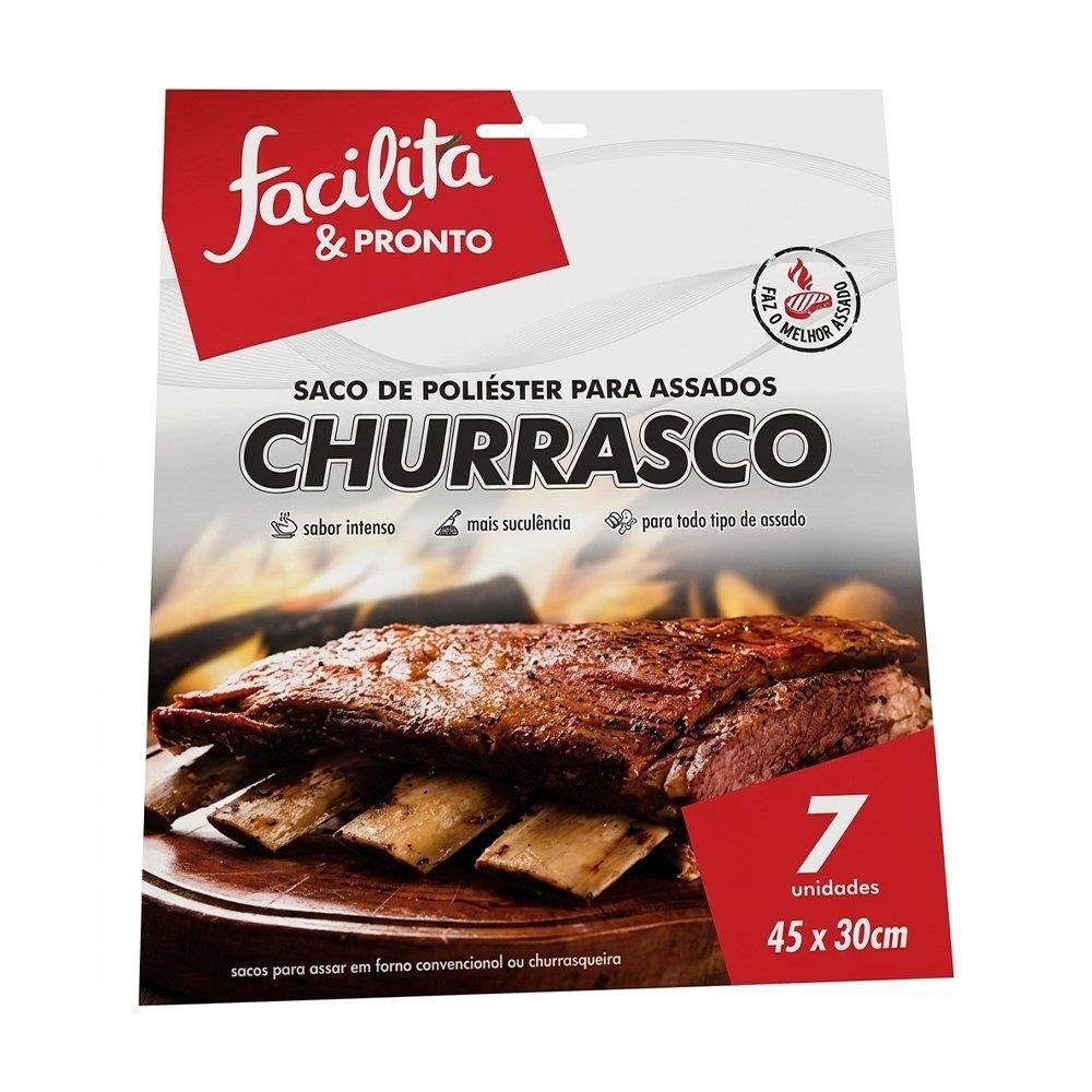 Saco de Poliéster Facilita & Pronto para Churrasco 30cmx45cm - 20 Embalagens com 7 Unidades