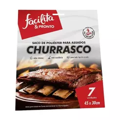 Saco de Poliéster Facilita & Pronto para Churrasco 30cmx45cm - 20 Embalagens com 7 Unidades