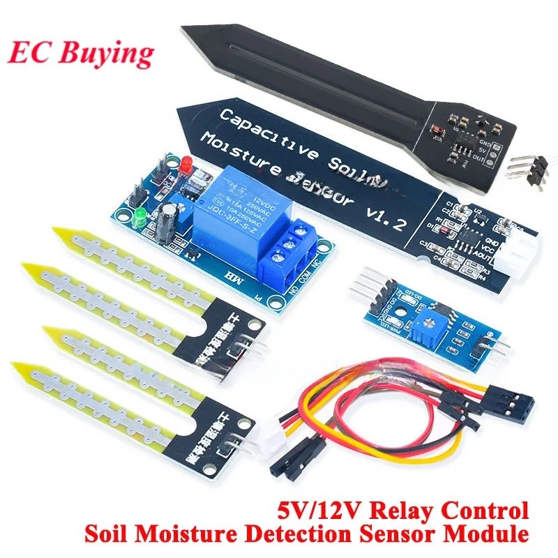 Módulo Capacitivo De Sensor De Umidade Do Solo , Detecção 5V , 12V , De Controle De Relé , Interruptor De Rega Automátic