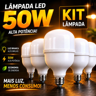 Kit 5/3/2 Lâmpadas Bivolt  Alta Potencia 50w 6500K Super Bulbo Forte Luz Branca lâmpada led quarto lâmpada cozinha