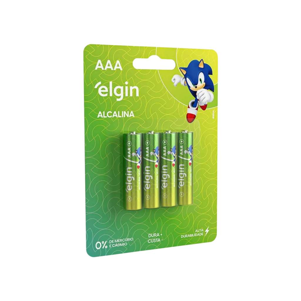 Pilha Alcalina AAA Palito - Blister com 4 Unidades Elgin - 000000082155