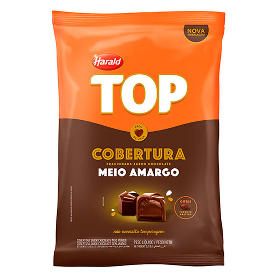 Cobertura Chocolate Meio Amargo Top Gotas 1,01kg Harald