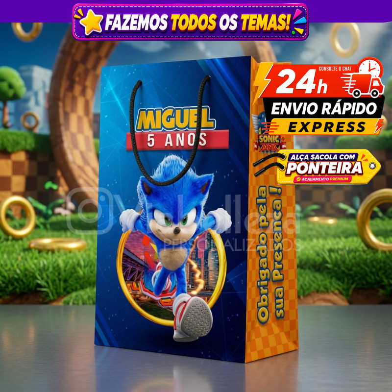 🛍️ Sacolinhas Personalizada Sonic Surpresa Lembrancinha de Aniversário Envio Rápido