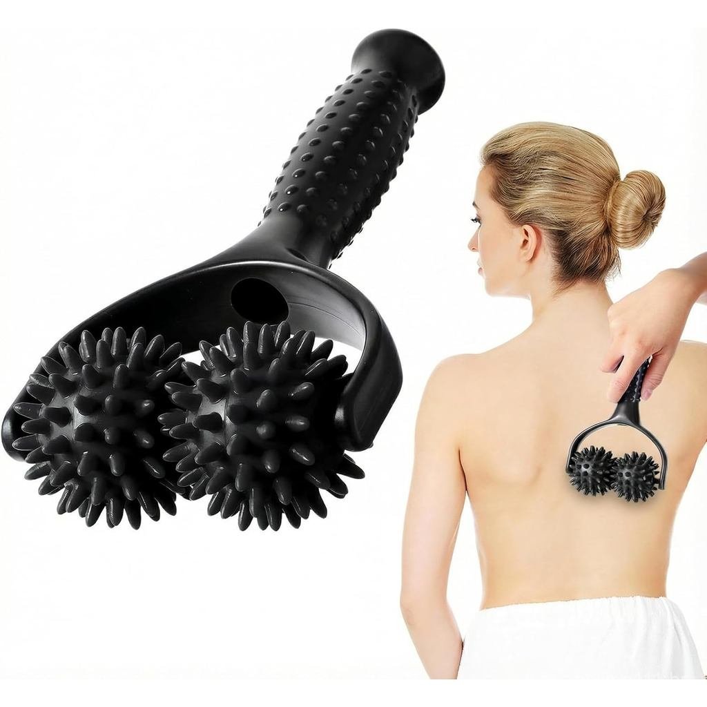 Rolos de Massagem com Pontas Portáteis, Rolo de Massagem Manual de Silicone com 2 Rodas e Cabo Ergonômico, Ferramenta Po
