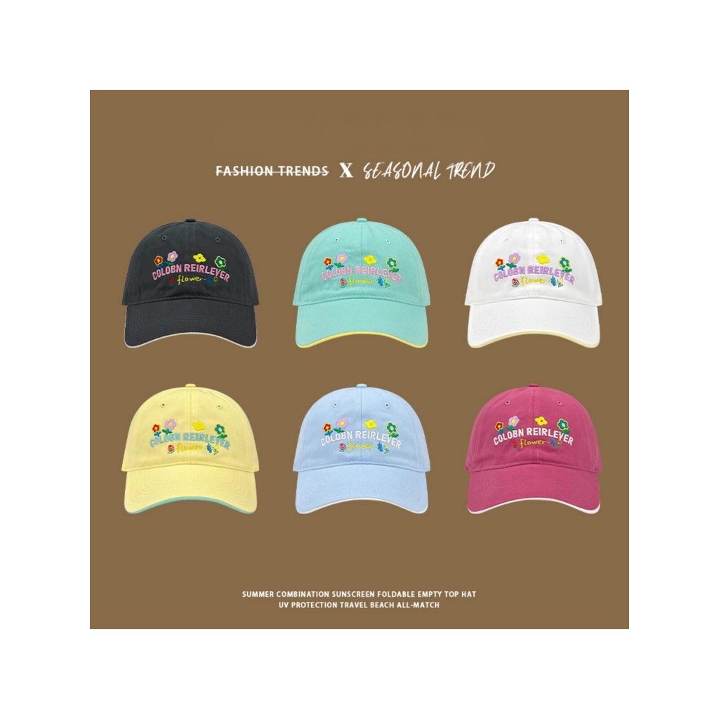 boné bone feminino Nova flor carta bordado boné de beisebol feminino primavera verão doce All-Match macio topo chapéu d