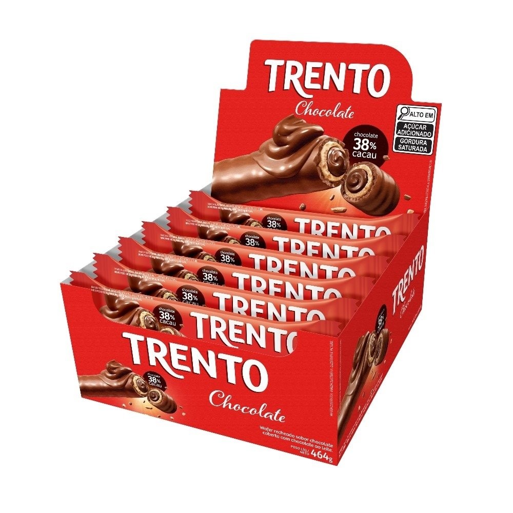 Chocolate Trento Wafer Chocolate 29g - Embalagem com 16 Unidades