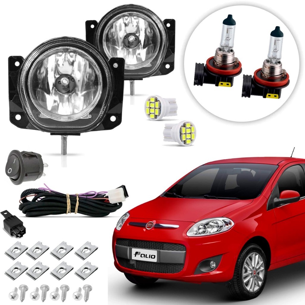 Kit de Farol de Milha Auxiliar Neblina Vidro Fiat Palio G5 2012 13 14 15 16 17 em Oferta na Shopee