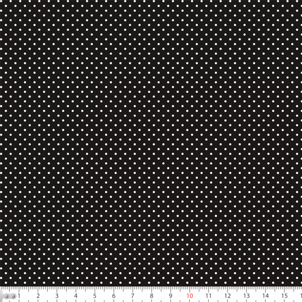 Tecido Tricoline Mini Micro Bolinha Fundo Preto 100% Algodão Qualidade Superior Cozinha Chic