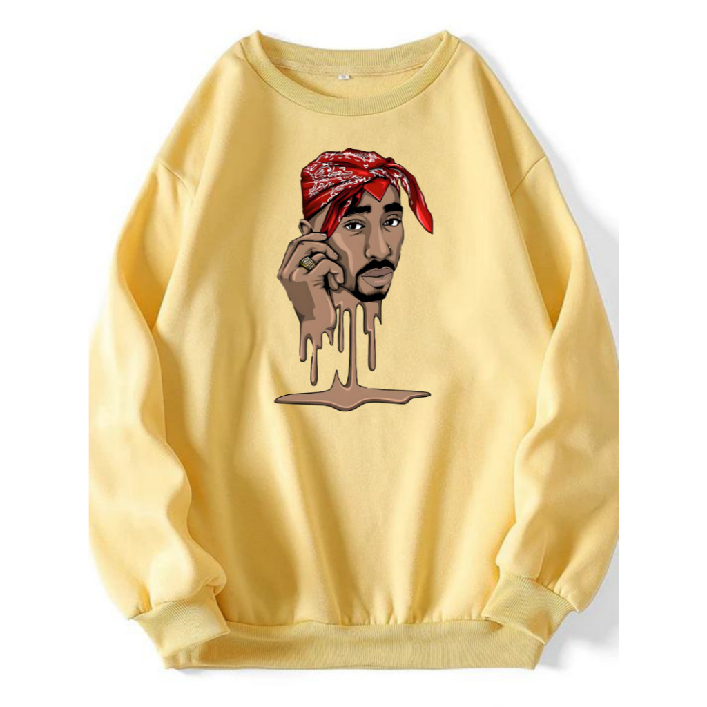 Blusa de frio moletom careca Tupac 2Pac P ao XG Rapper Coloridos Animado Art Moletom Careca Desenho Casaco de Frio
