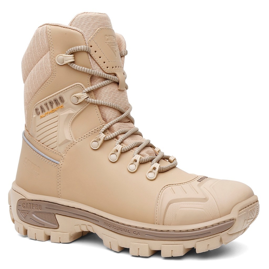 Bota Coturno Masculino Com C.A Cano Alto Couro Emborrachado Original CatPro Solado Microexpandido