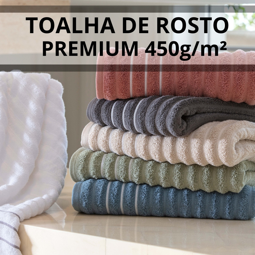 Toalha de Rosto Wave 100% Algodão Alta Gramatura 450g/m Felpuda Toque Macio Excelente Absorção