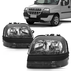 Par Farol Doblo 2002 2003 2004 2005 2006 2007 2008 2009 Foco Duplo Máscara Negra Com Auxiliar