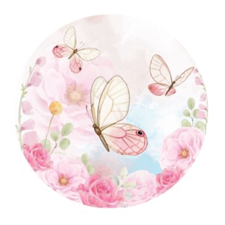 Capa Para Painel Sublimada Festa Aniversário Borboletas Coloridas Redonda Tema Infantil Meninas 50x50cm em Oferta na Shopee