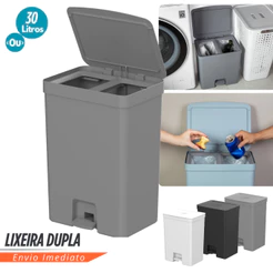 Lixeira de Pedal Trium 30L Duplo Compartimento Lixo Inteligente C/Sacos invisibilizados visual limpo
