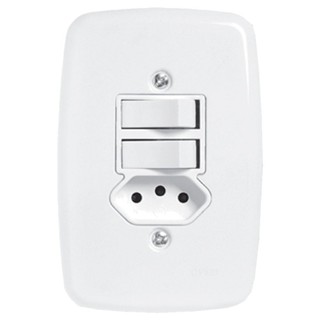 Interruptor Ideale Pluzie 2 Teclas Simples + 1 Tomada 2P+T 10A Com Placa 4x2 em Oferta na Shopee