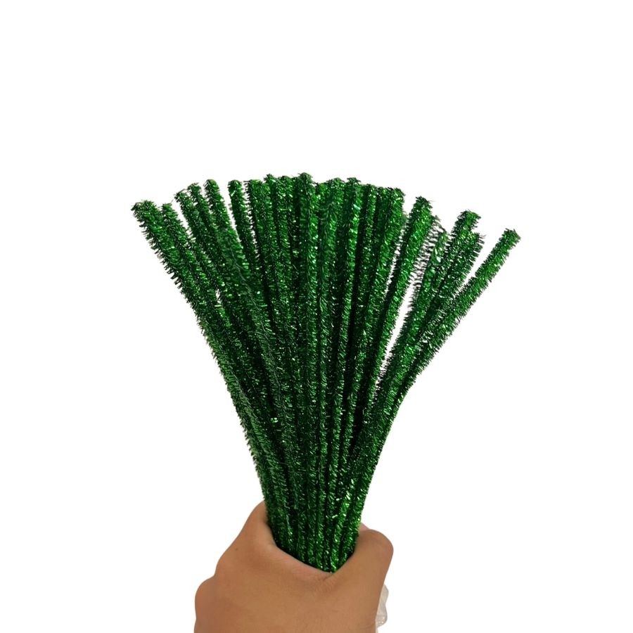 Detalhes do Haste de Chenille 30cm - Verde Metalizado - 100 unidades - Art Montagem - Rizzo