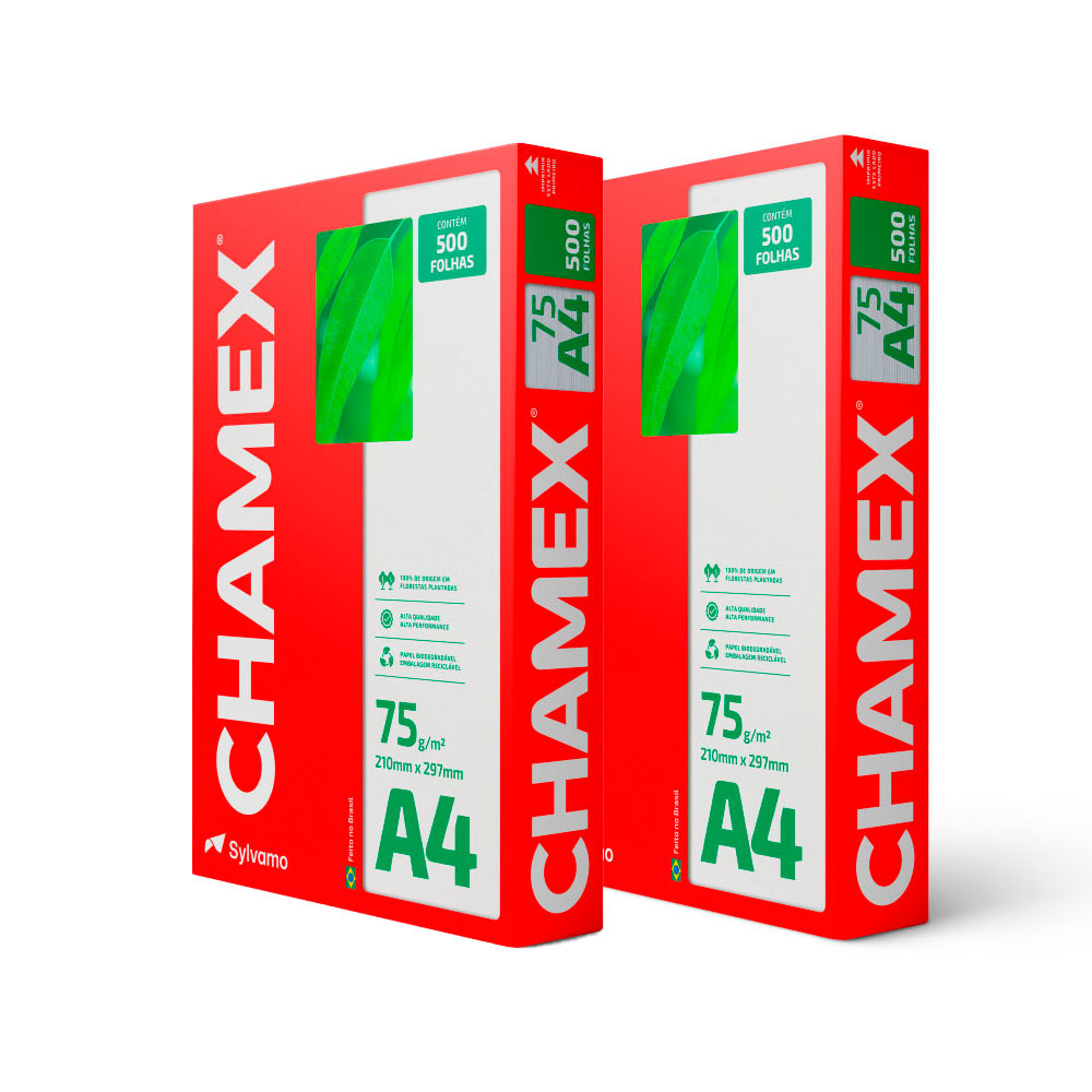 Kit 2 pacotes papel sulfite A4 75g 210x297 1000 folhas Chamex