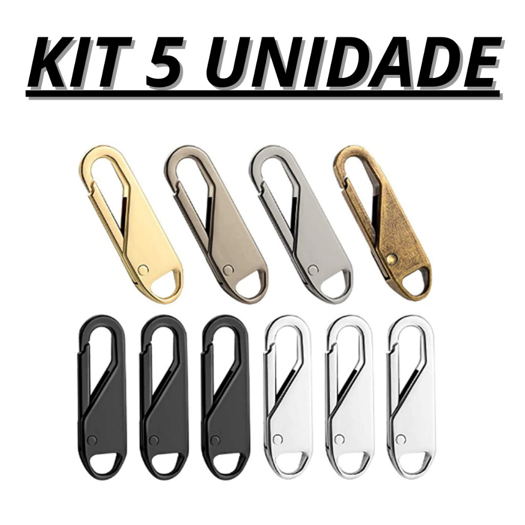 Kit 3/5 Puxador Metal De Zíper Universal Mochila Bolsa Carteira em Oferta na Shopee