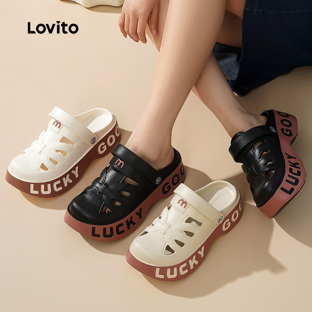 Lovito Sandálias Planas Casuais Colorblock com Solado Espesso Antiderrapante para Mulheres LFA76356 em Oferta na Shopee