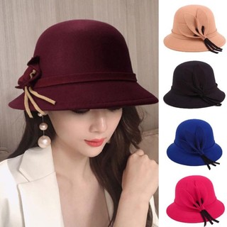 Chapéu Vintage Elegante para Mulheres, Chapéu de Lã para Outono e Inverno, Chapéu de Feltro com Aba Larga, Chapéus Fedor