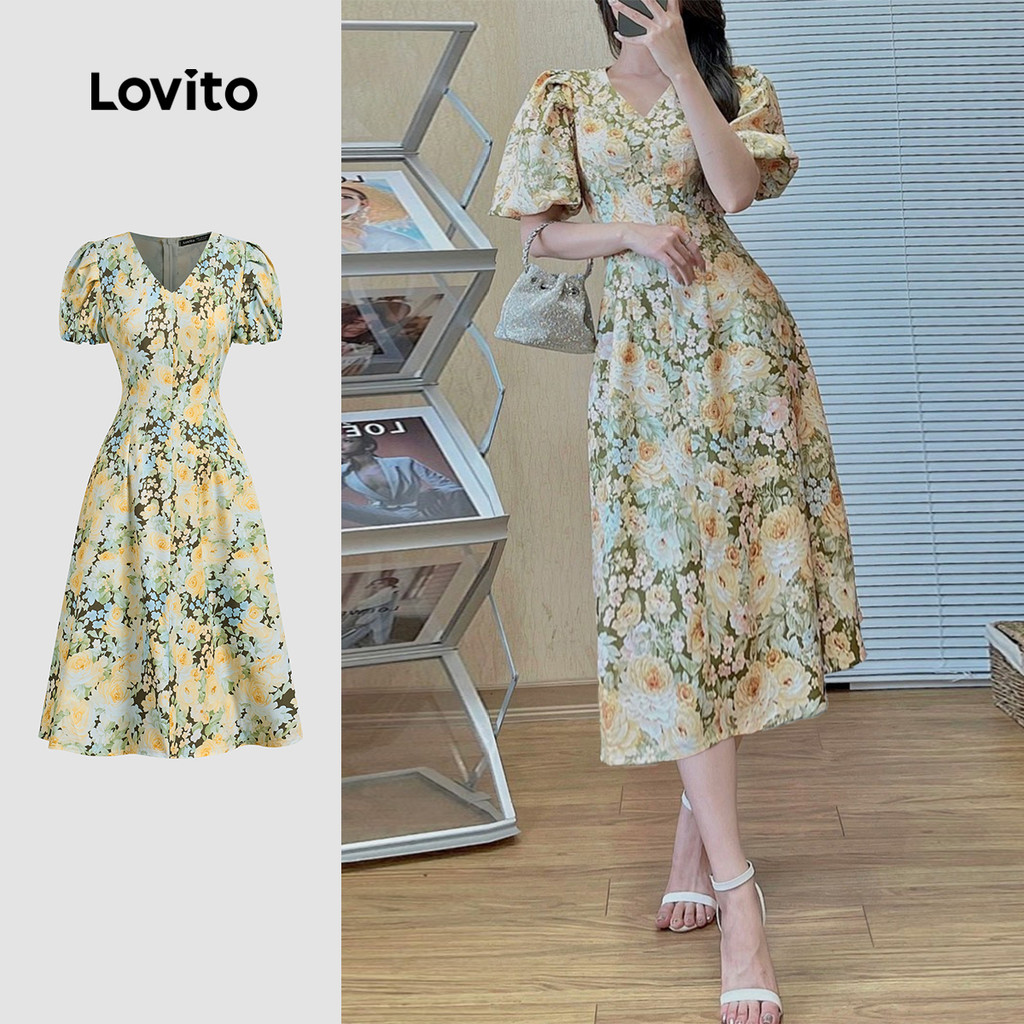 Lovito Vestido Boho com Babados para Primavera/verão para mulheres L149ED1100 em Oferta na Shopee