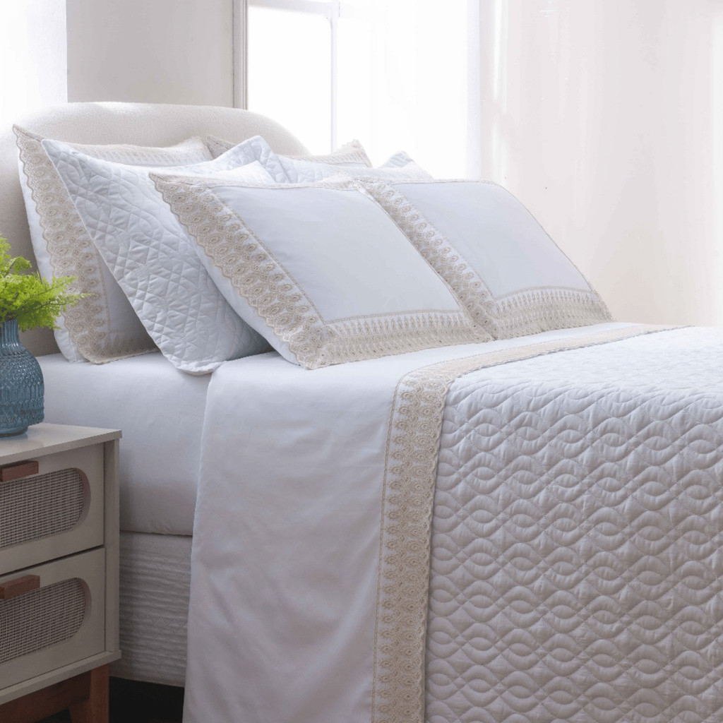 Jogo Cama Casal\Queen\King\Solteiro 4 Peças 300 Fios Percal Algodão Bordado Macio Andreza Enxovais em Oferta na Shopee