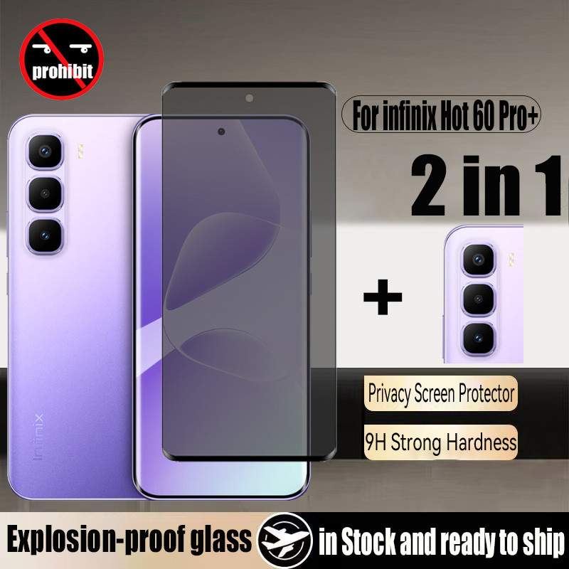 2 Em 1 infinix Hot 60 Pro + FREE FIRE Protetor De Tela De Privacidade De Vidro Temperado Para 60i 50 Plus