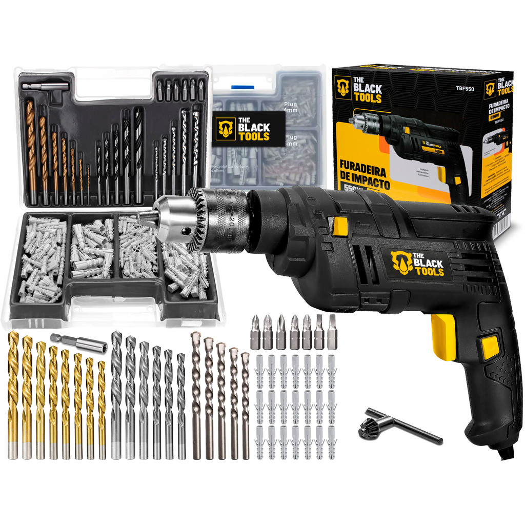 Furadeira De Impacto 3/8 Pol. 10mm 550w 110v + Kit 300 Peças em Oferta na Shopee