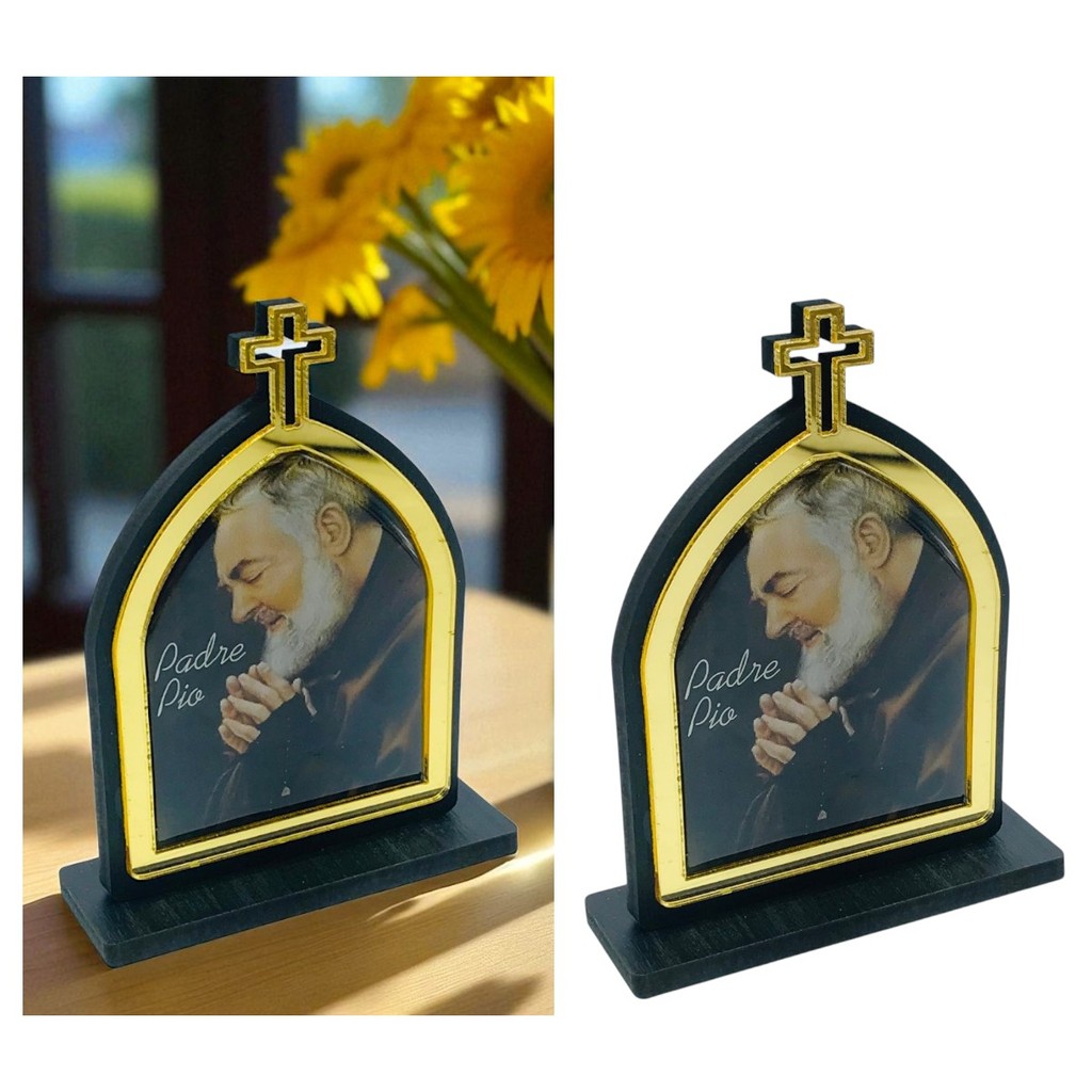 Capelinha Padre Pio Madeira 14 cm