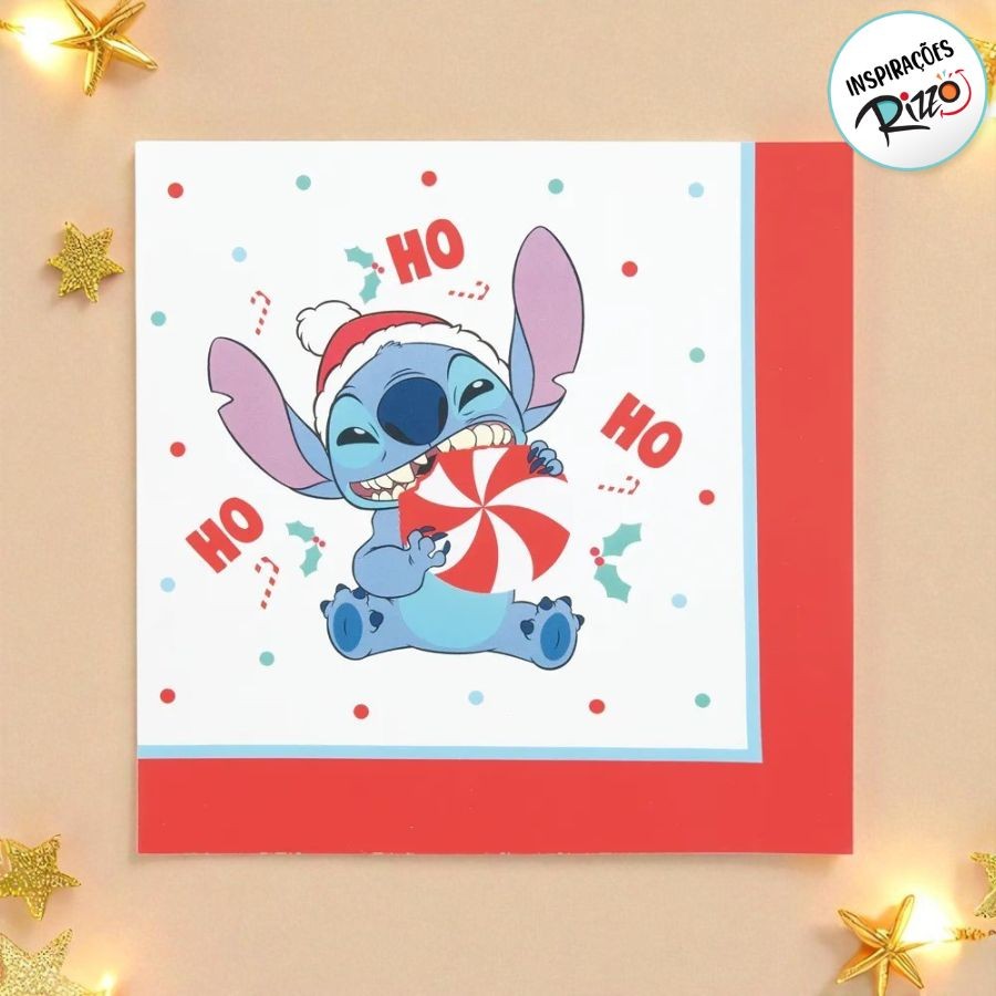 Guardanapo de Papel - Stitch de Natal - 32,5x32,5cm - 20 unidades - Disney Original - Rizzo