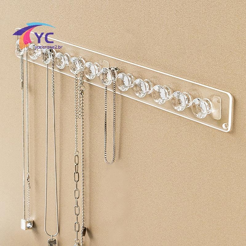YCBR 7/12 Ganchos Transparente Acrílico Jewerly Rack De Armazenamento Para Brinco Colar Cabide Titular Fixado Na Parede 