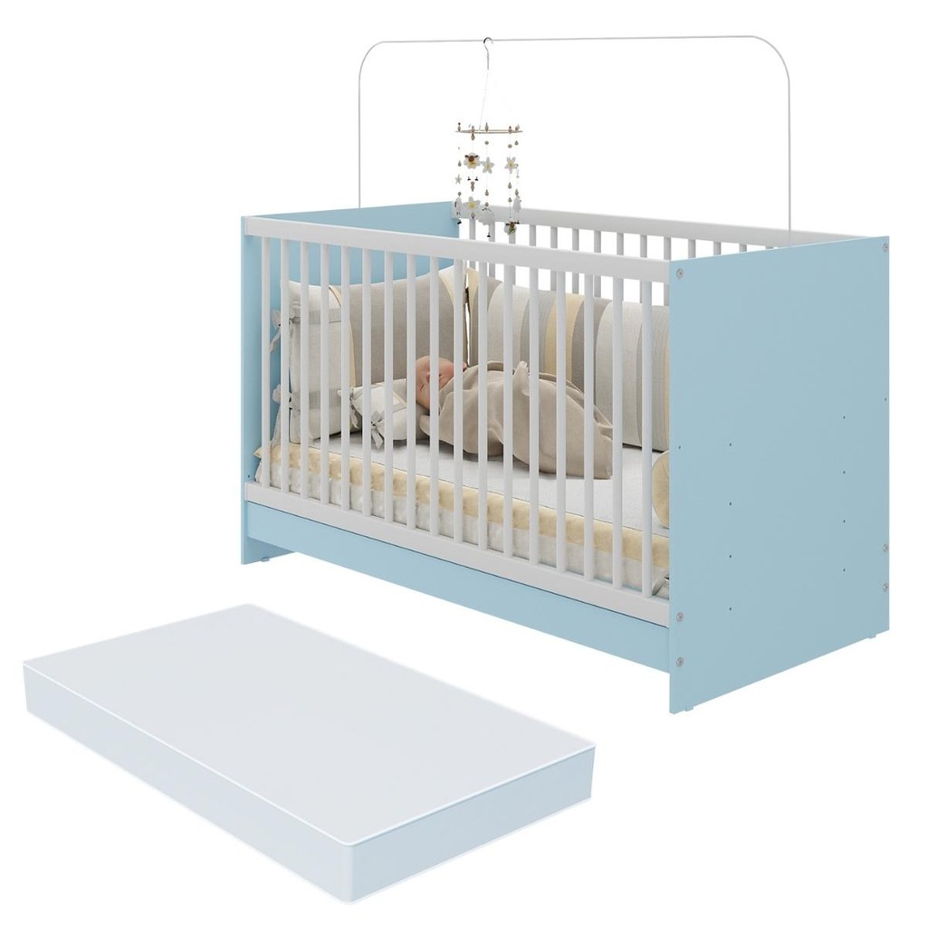 Berço 3 em 1 Sonho Encantado Multimóveis MP4394: Vira Mini Cama e Sofá + Colchão D18 INMETRO em Oferta na Shopee