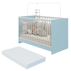 Berço 3 em 1 Sonho Encantado Multimóveis MP4394: Vira Mini Cama e Sofá + Colchão D18 INMETRO