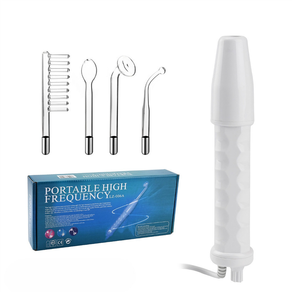 Alta Frequência Facial Portátil com 4 Eletrodos | Aparelho Estético para Limpeza de Pele e Cuidados Faciais