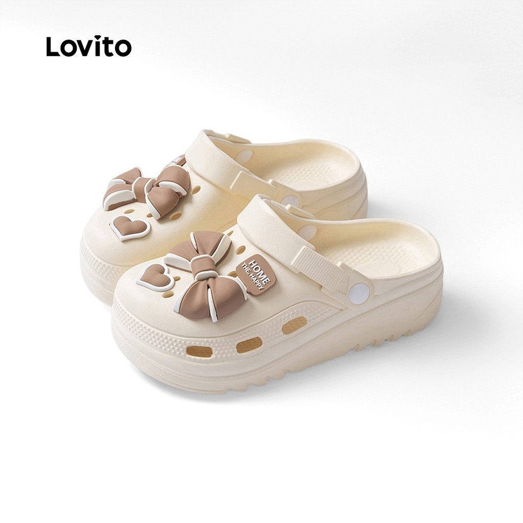 Lovito Sandálias Casuais de Chinelos de Sola Macia com Laço para Mulheres LFA90235 em Oferta na Shopee