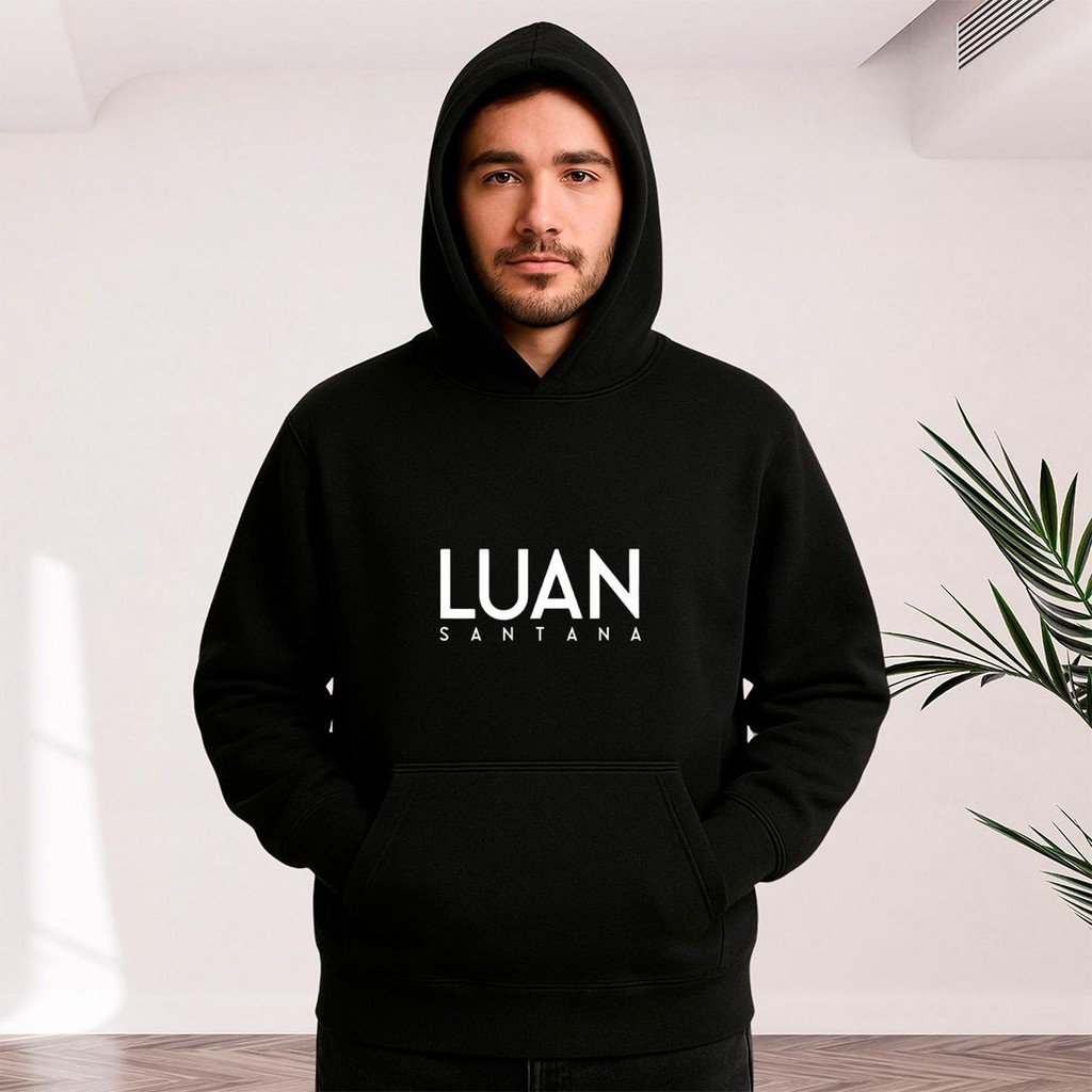 Moletom Canguru Cantor Luan Santana Blusa de Frio Modelo Canguru com Capuz e Bolso Adulto Agasalho Masculino Feminino