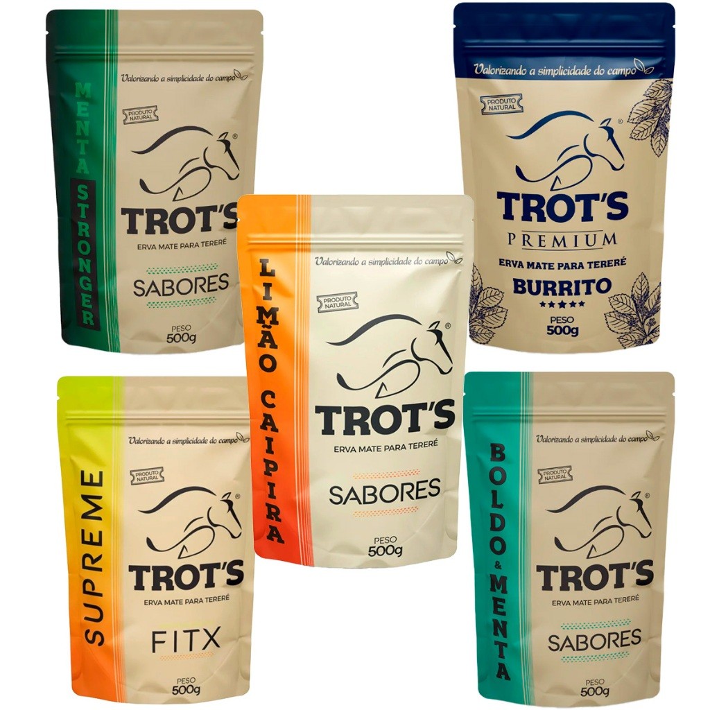 Kit com 5 Ervas Mate TROT'S 500ML - ESCOLHA SABORES em Oferta na Shopee