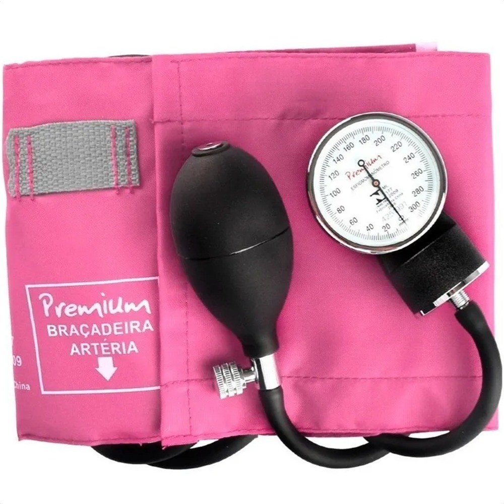 Aparelho De Pressão Manual Esfigmomanômetro Premium Rosa