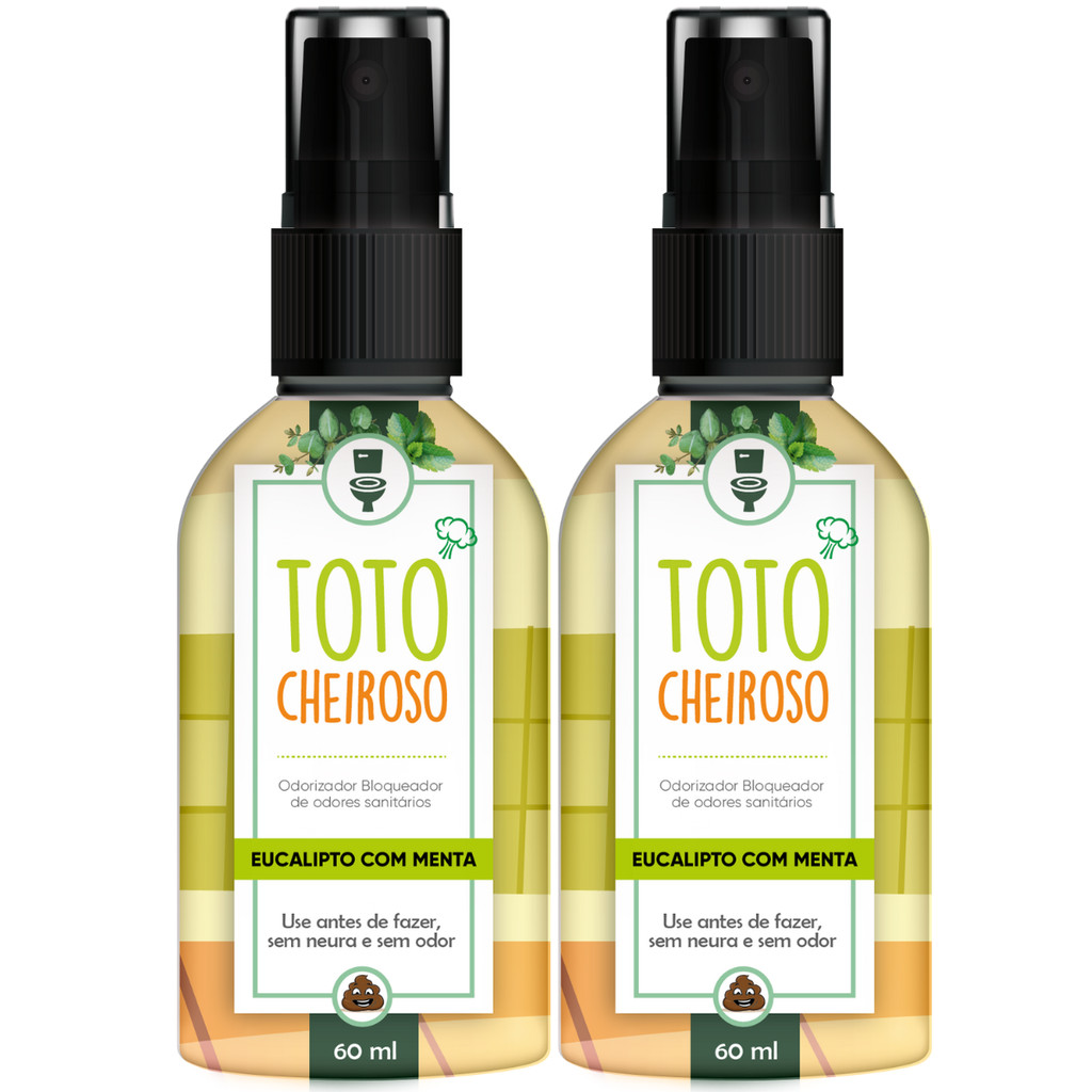 Kit 2 Bloqueadores Odores Totó Cheiroso Eucalipto Menta 60ml Tropical Aromas