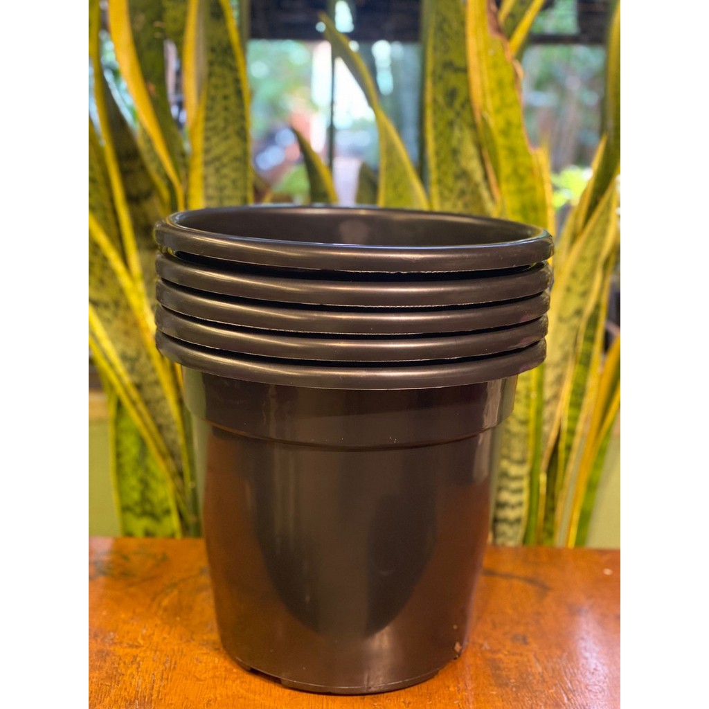 Kit com 3 e com 5 Vasos Pote 27 - Preto, Plástico Rígido e Resistente, Ideal para Mudas e Plantas em Oferta na Shopee
