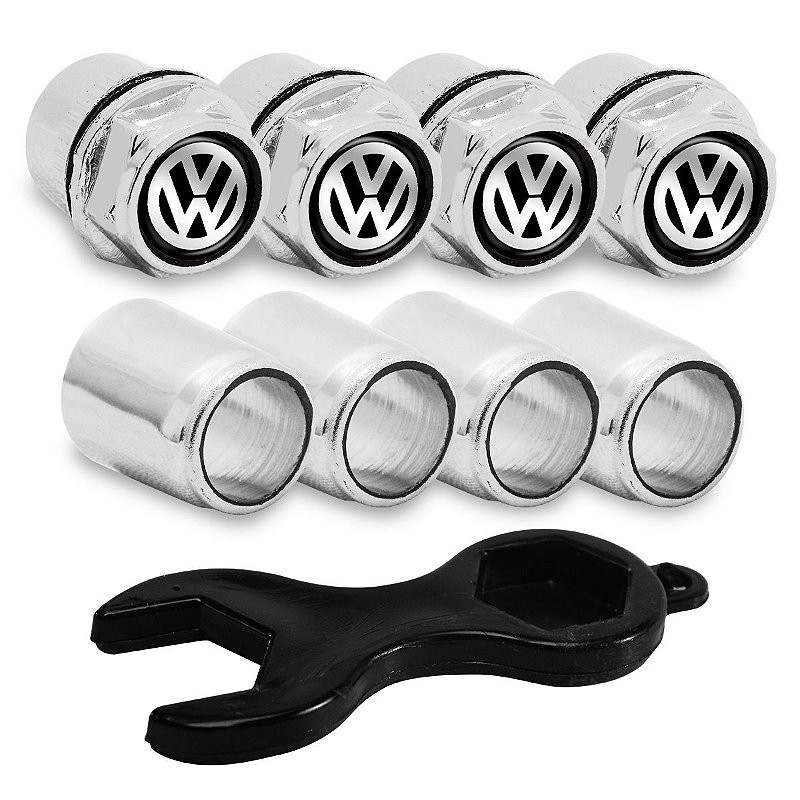 Tampa 4 Bicos Válvula Antifurto Pneu Capa Cromado Volkswagen em Oferta na Shopee