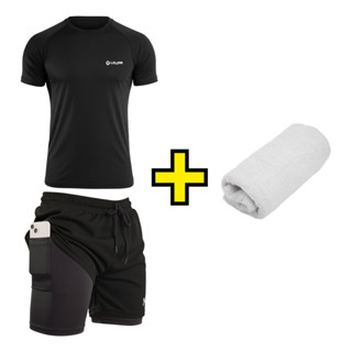 Kit Treino Masculino 1 Short Duplo 2em1 + 1 Camisa Térmica manga curta Fitness em Oferta na Shopee