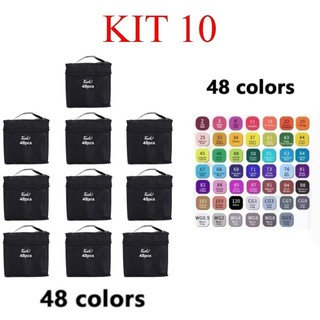 kit 10  Conjunto De Canetas Marcador Permanente Ponta Dupla 48 Cores jorge