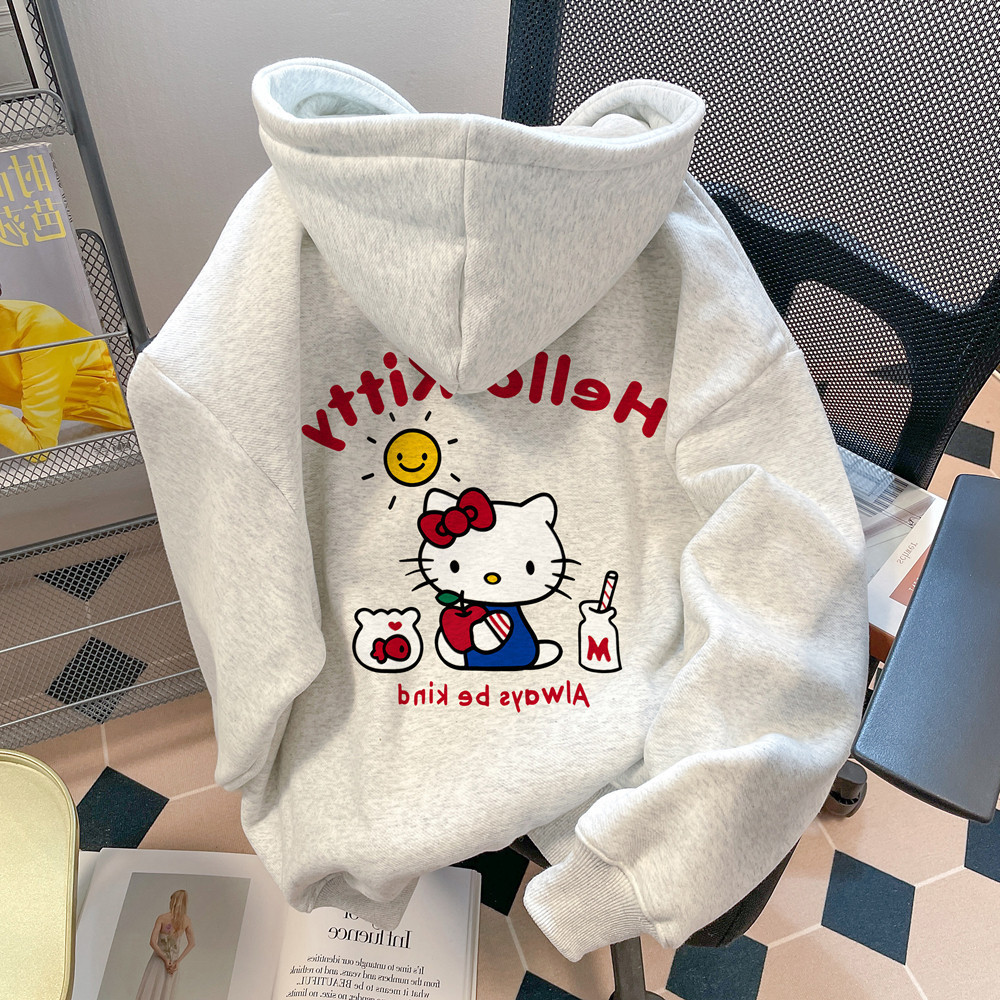 Estilo Coreano Moletom Com Capuz Feminino Novo Solto Hello Kitty Bonito Inverno Envio Rápido em Oferta na Shopee