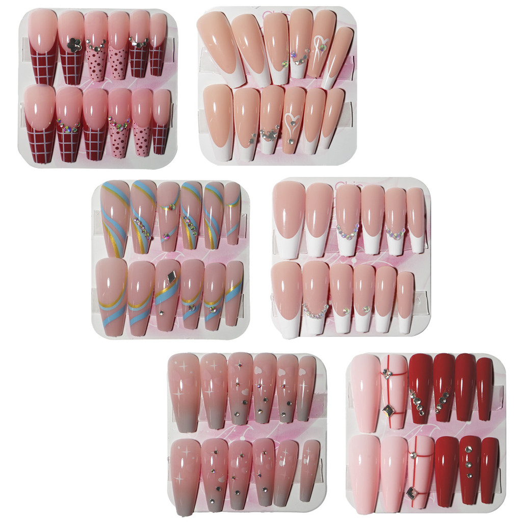 3cx Unha Postica Decorada Longa Bailarina Strass Francesinha