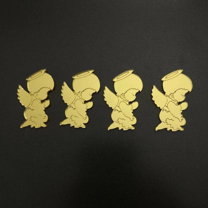 Aplique Anjinho Rezando 4cm Acrílico Espelhado Kit com 10 unidades