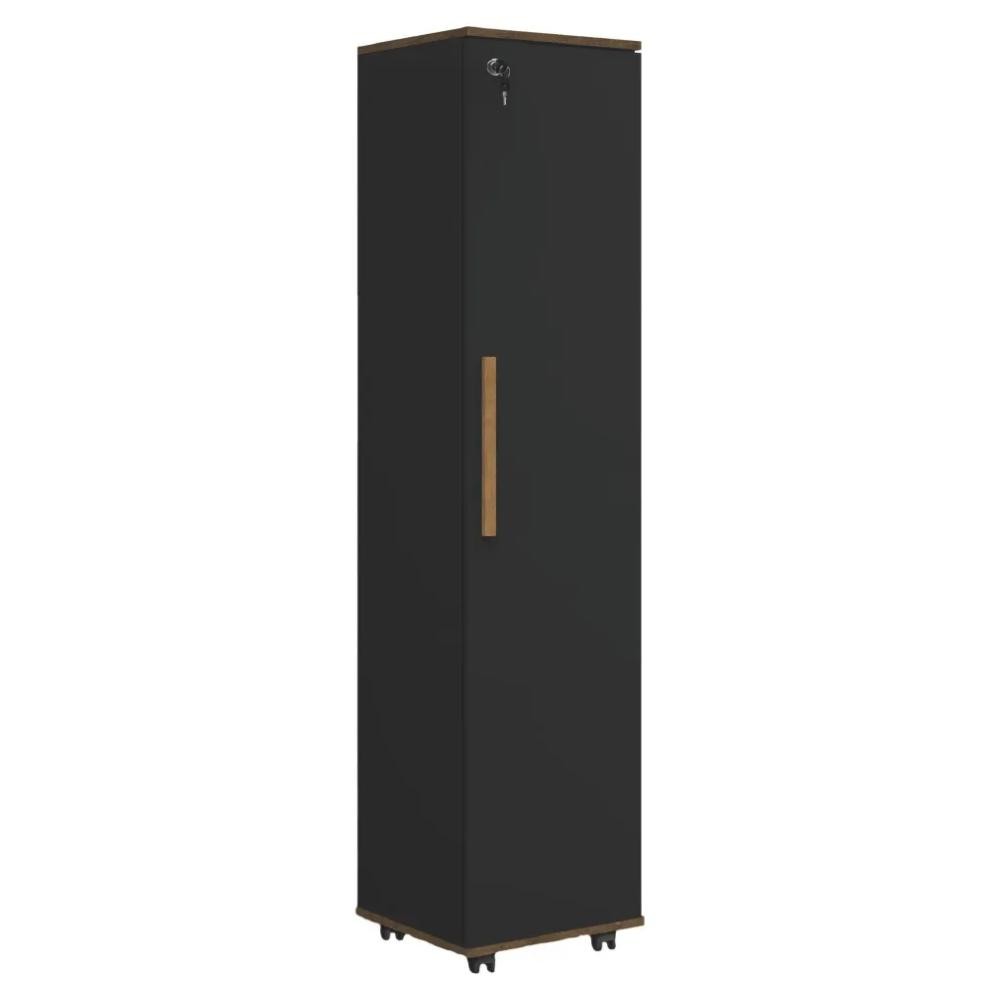 Armário Multiuso Para Escritório Com Chave e Rodízios 1 Porta Lune Preto J&A em Oferta na Shopee